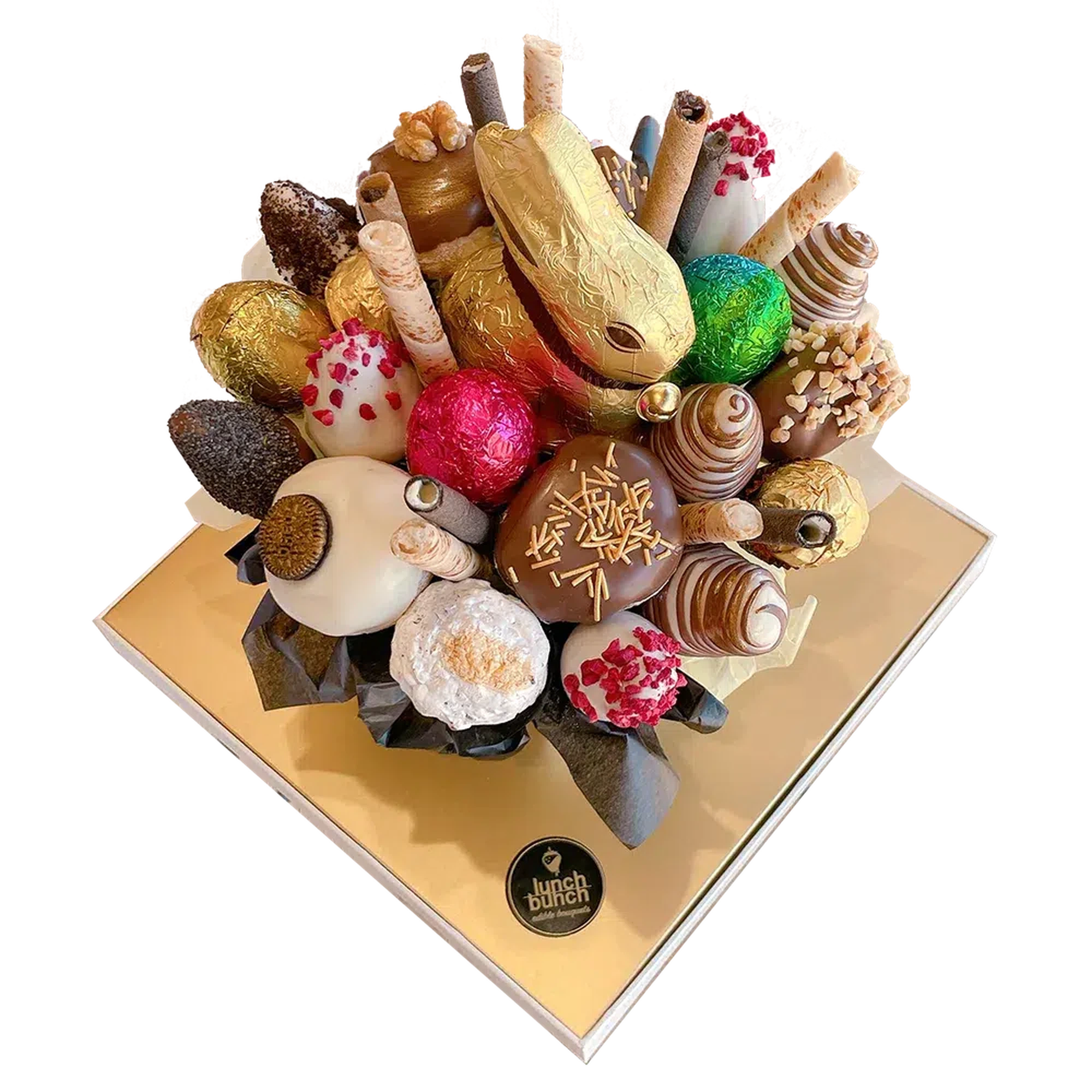 Lindt Easter Bunny, Donuts and Chocolate dipped Strawberry Bouquet