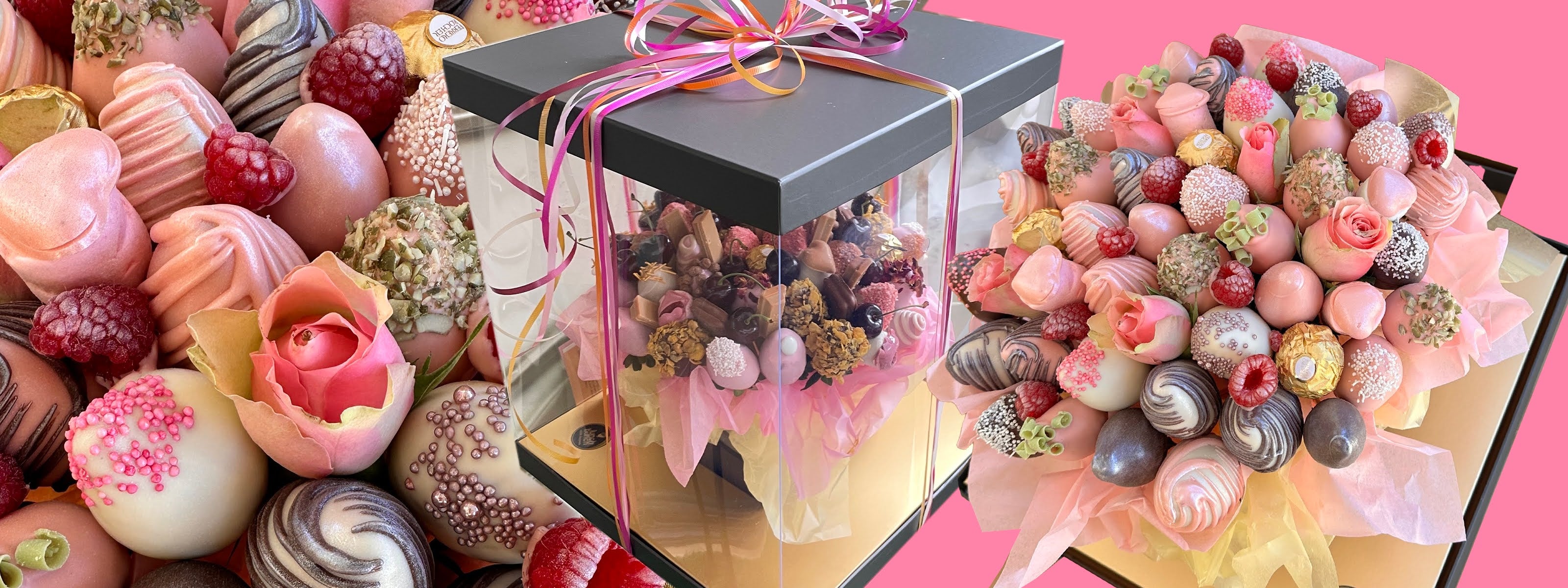 Lunch Bunch chocolate strawberry bouquets in signature gift boxes for same-day delivery Adelaide and Melbourne 