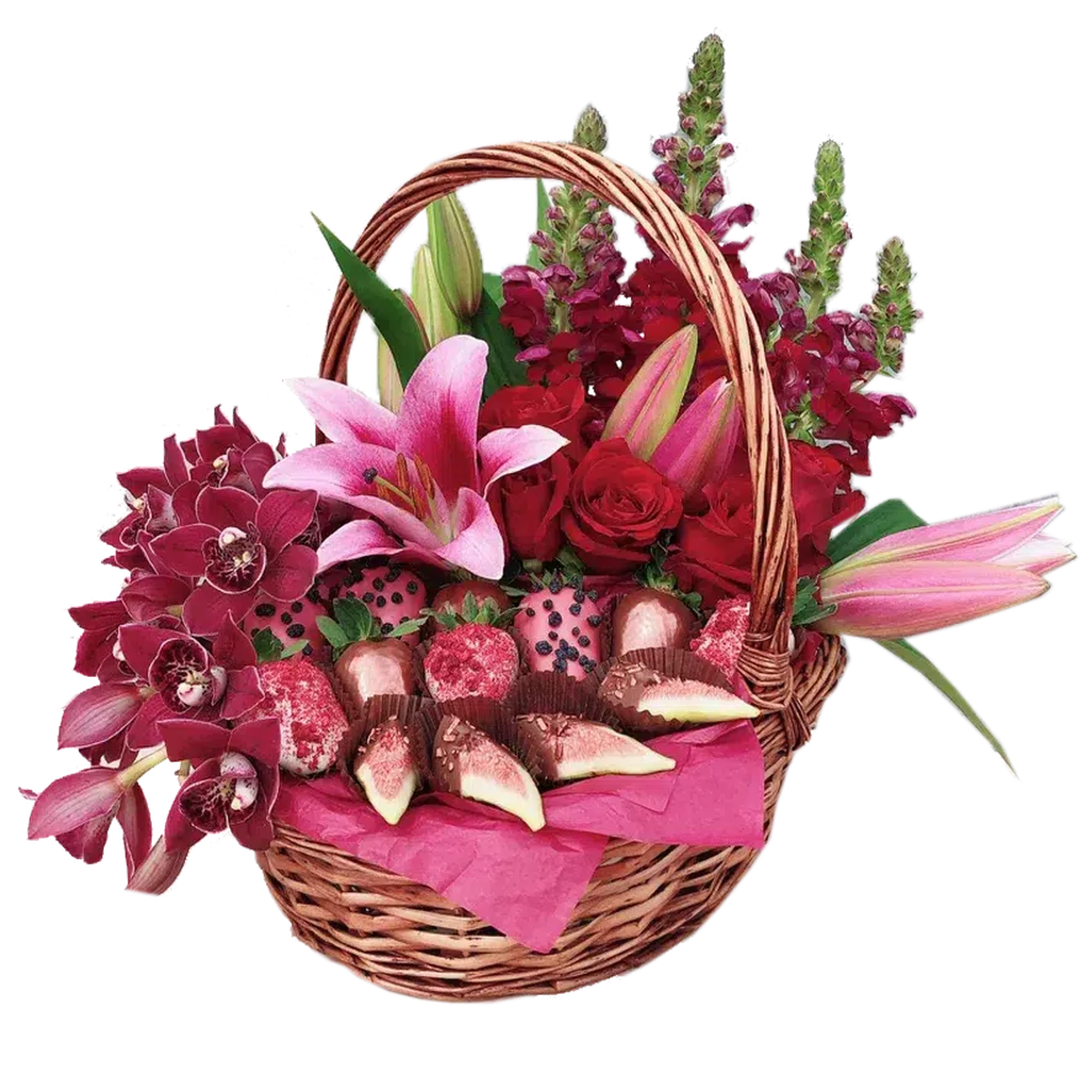 Luxury flowers and chocolate basket available for the same day delivery