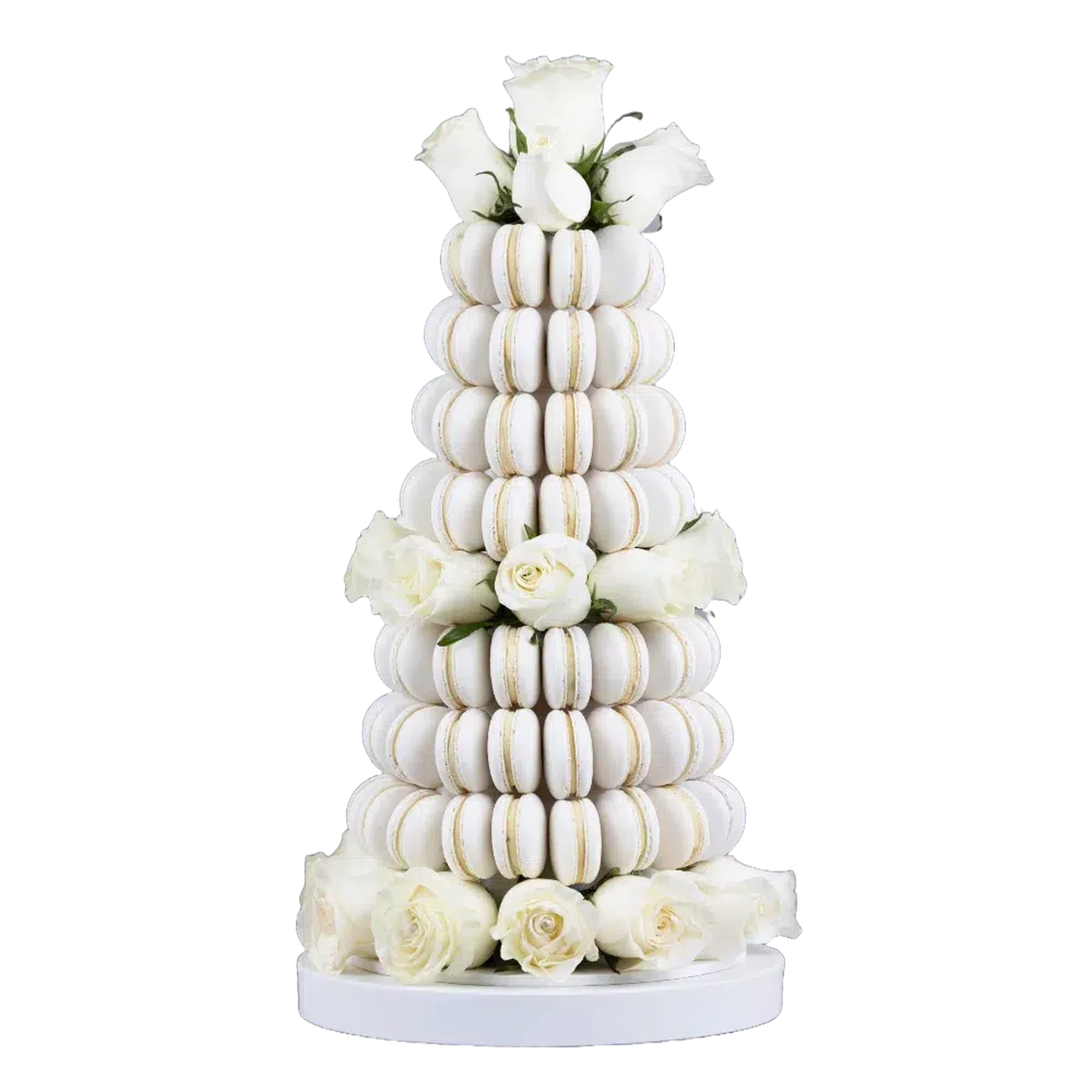 Macaron Tower with Flowers Wedding dessert Centrepiece 