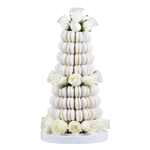 Macaron Tower with Flowers Wedding dessert Centrepiece 