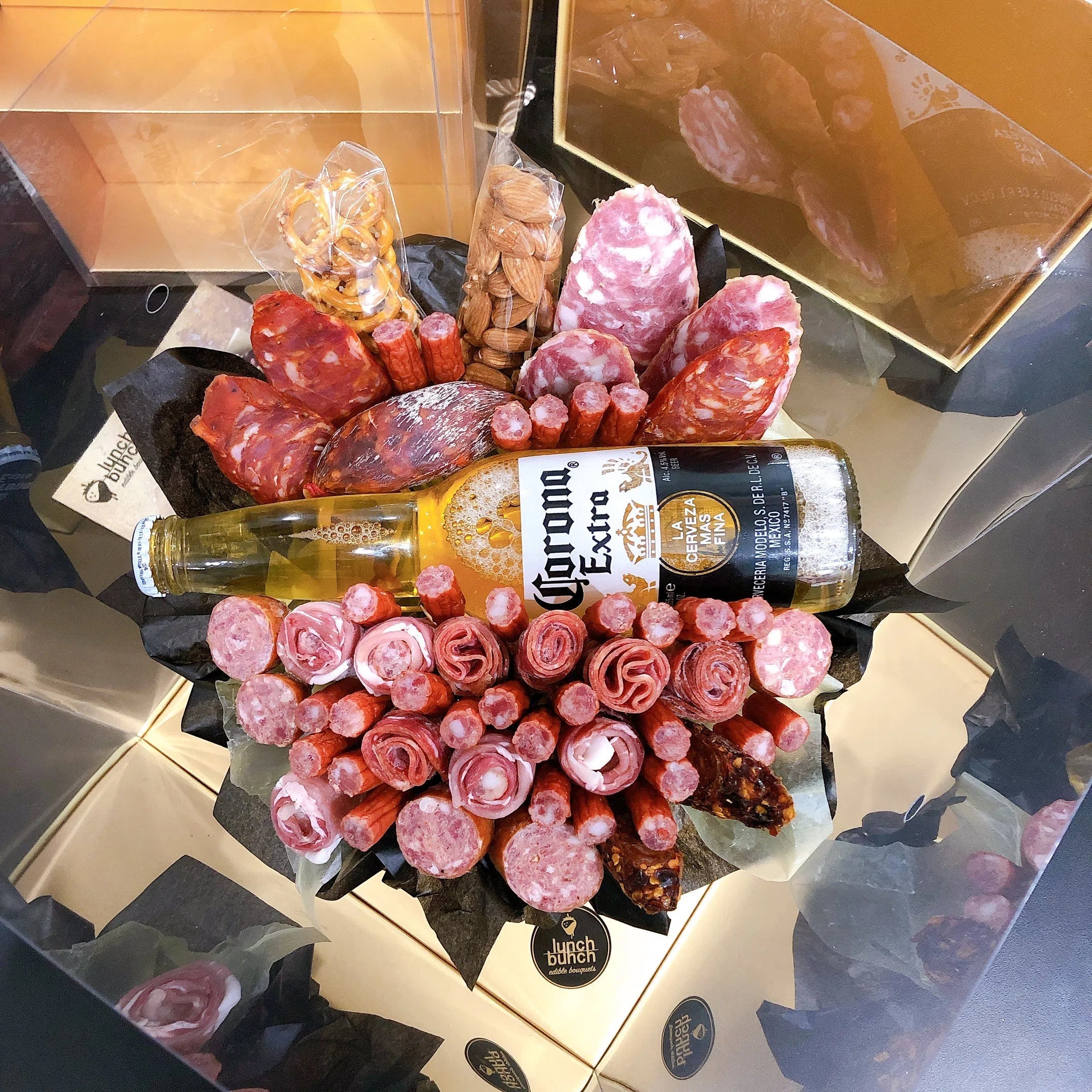 beer bouquet , Corona Beer bouquet , Meat cheese basket, savoury bouquet 