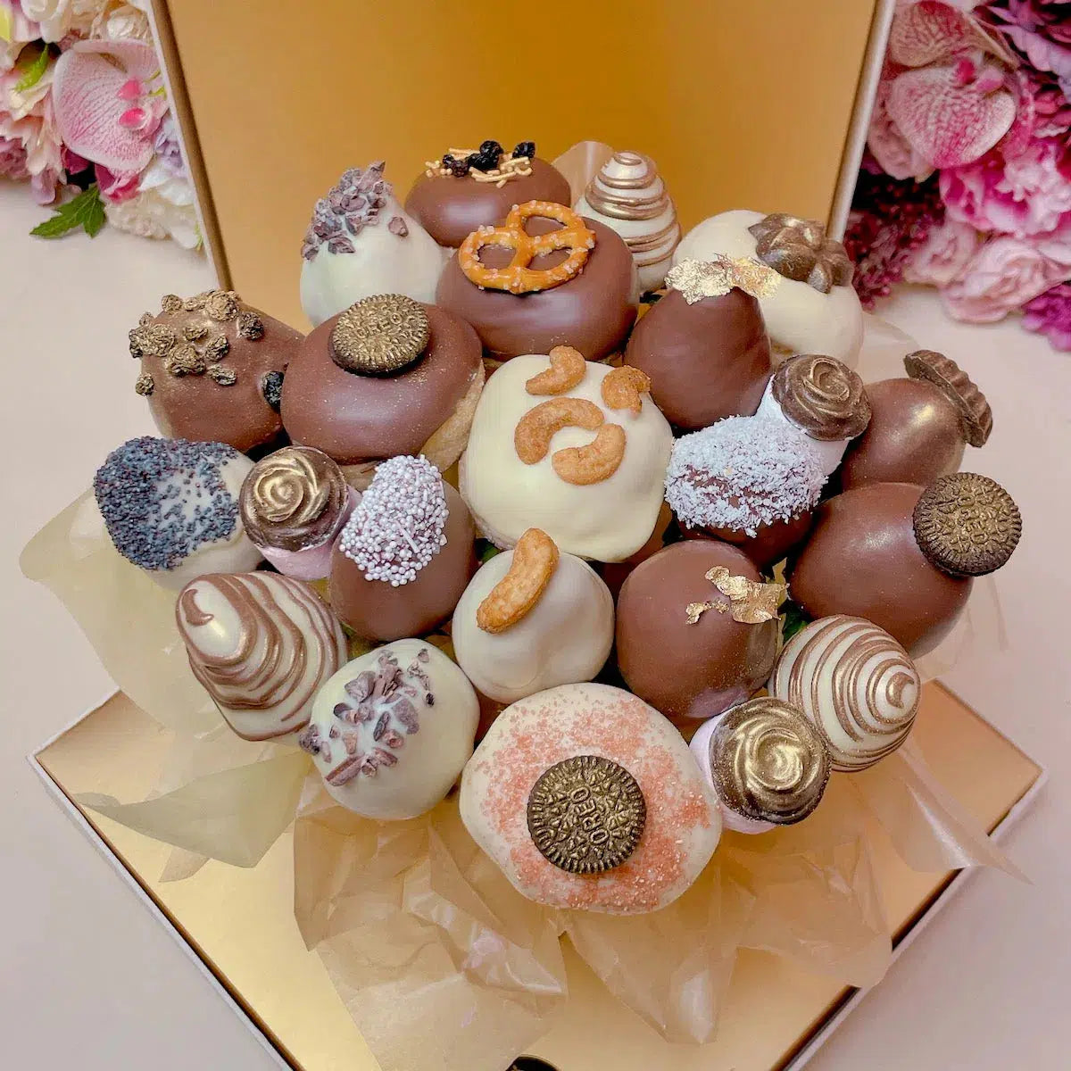 Milk Chocolate Donut Bouquet-Chocolate Strawberry Bouquets-Lunch Bunch