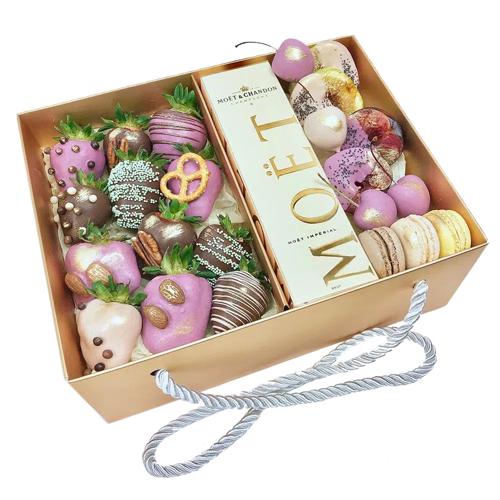 Mixed Choc Berries Macarons & Champagne Gift Box delivery adelaide chocolate bouquets, 
gift baskets Adelaide, hampers Adelaide, gift hampers, chocolate delivery Adelaide, fruit baskets Adelaide