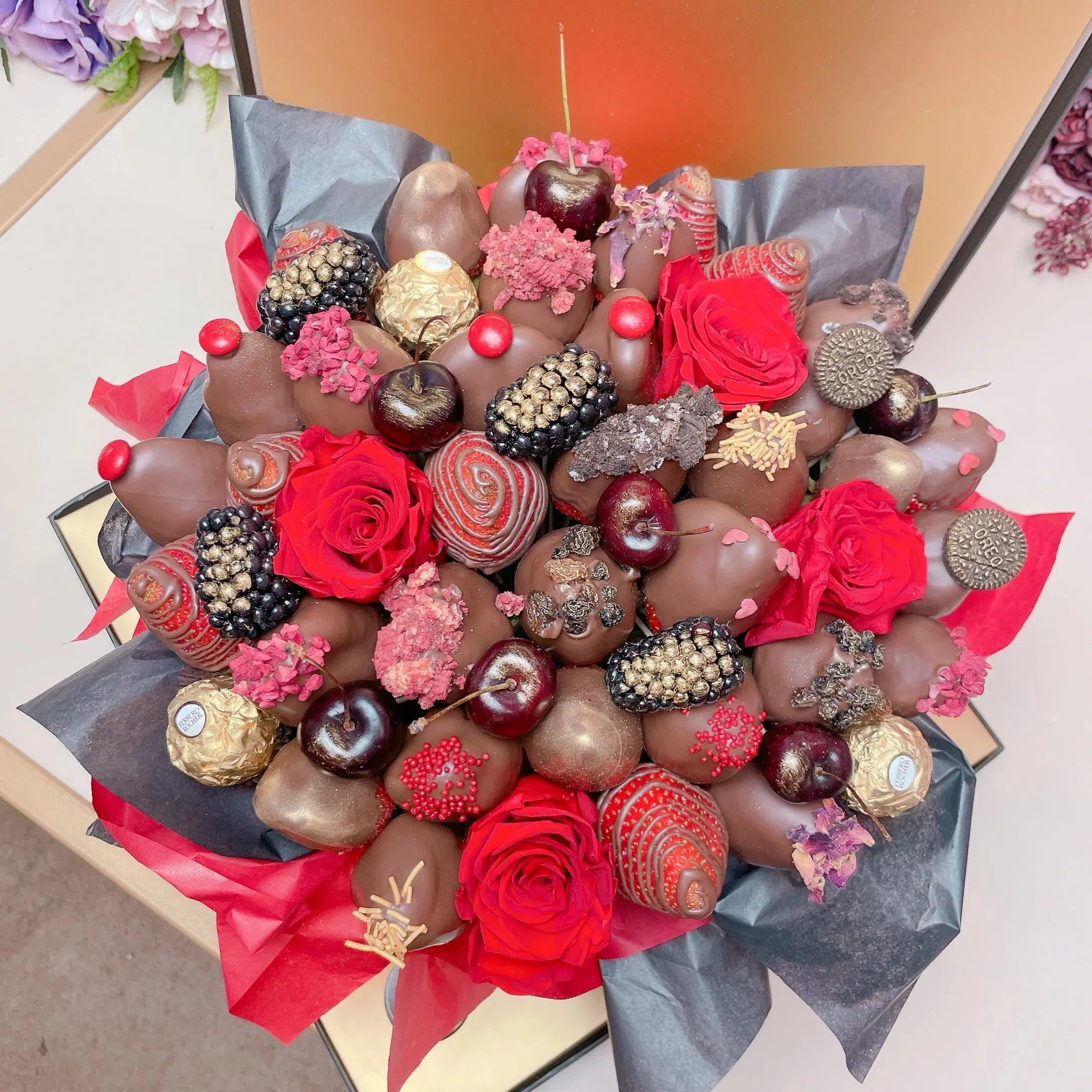 Mother's Day Chocolate Strawberry Bouquet-Chocolate Strawberry Bouquets-+ Extra Fresh Berries-Lunch Bunch