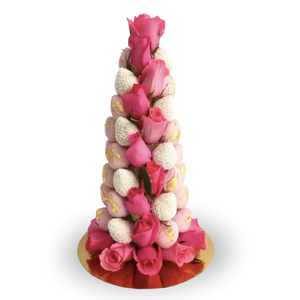 Pink&White Chocolate Strawberry Tower-Dessert Towers-Small-Lunch Bunch