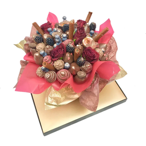 Red Blooms Edible Bouquet chocolate covered strawberries Bouquet red roses Bouquet Fashion present for him romantic gift for her