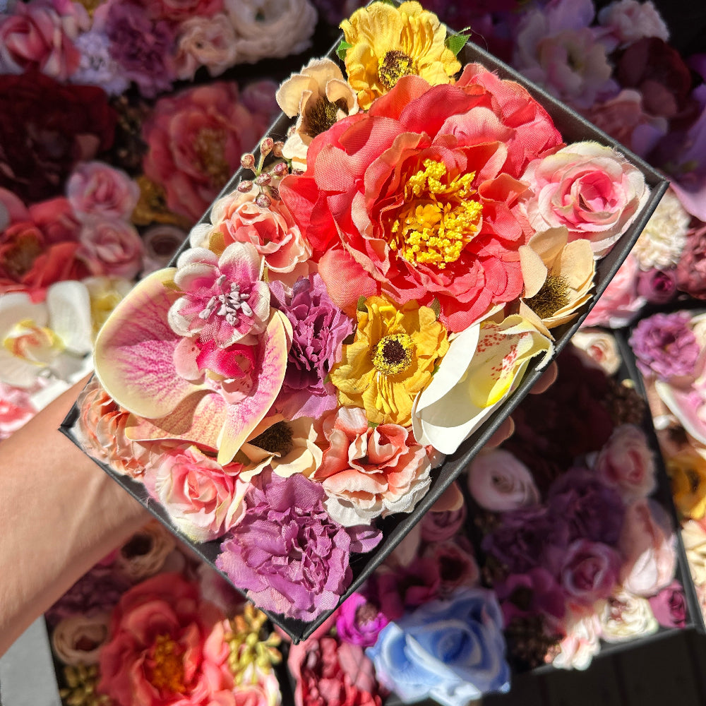 Silk Flowers Petite Medium Box with colourful artificial blooms