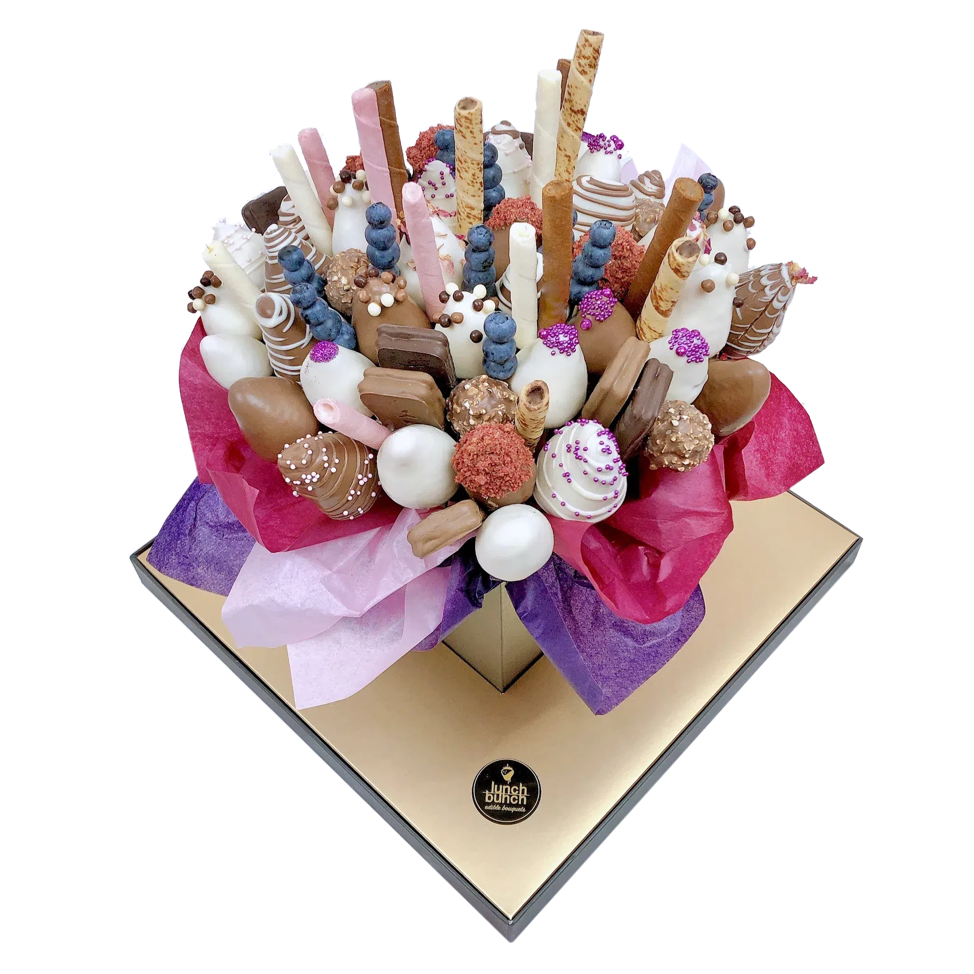 "Sweet Beat" Chocolate Strawberries, Cherries, Blueberries - Edible Bouquet