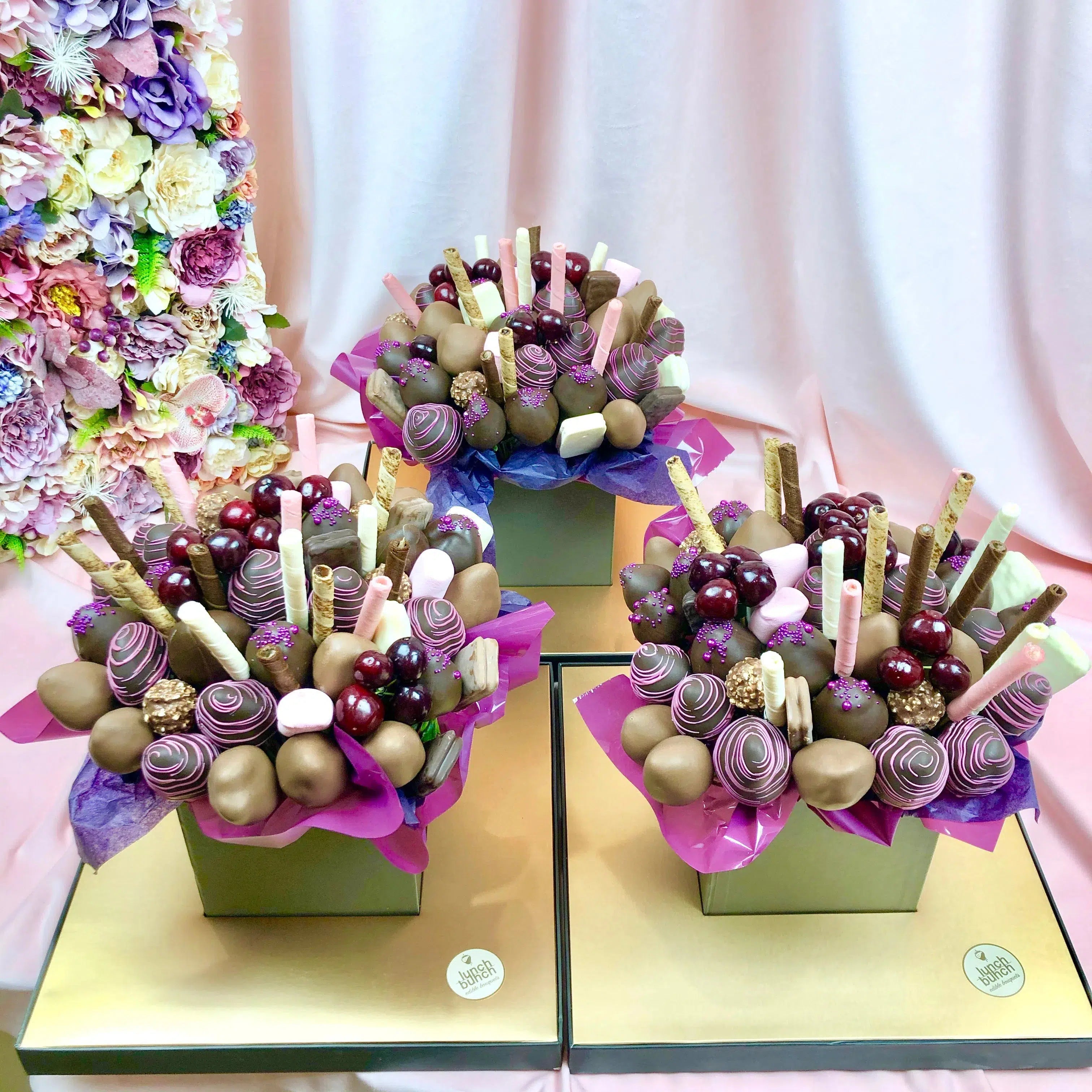 "Sweet Beat" Chocolate Strawberries, Cherries, Blueberries - Edible Bouquet