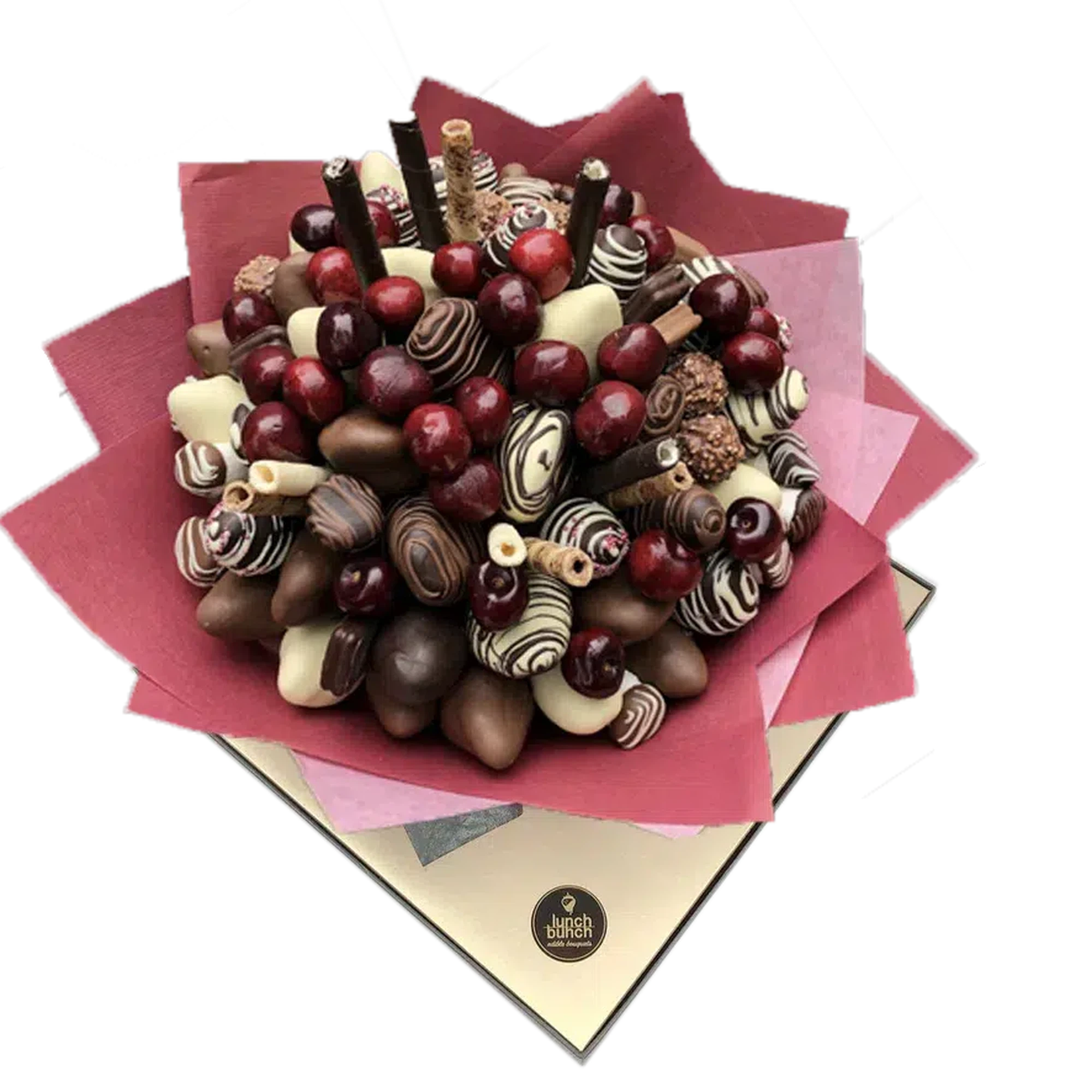 "Sweet Beat" Chocolate Strawberries, Cherries, Blueberries - Edible Bouquet