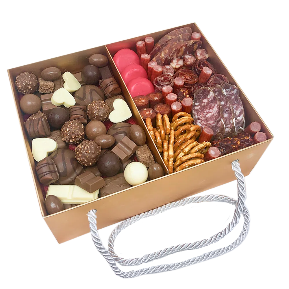 Sweet & Savoury Gift Hamper grazing box delivery Adelaide chocolate and meat treat box same-day delivery