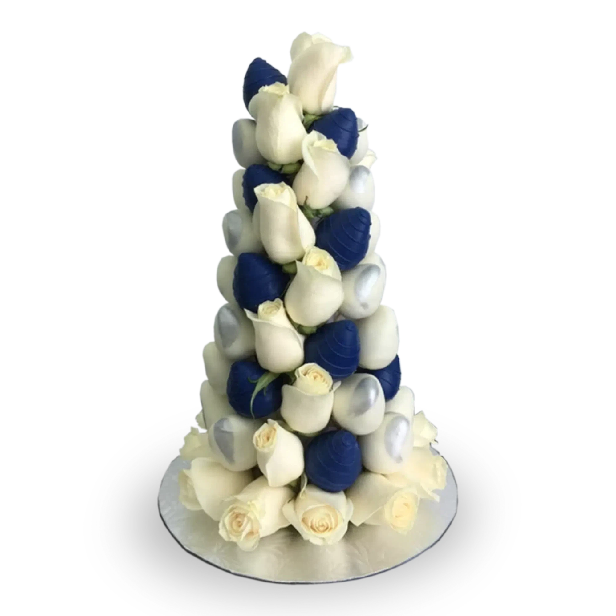 White&Blue Chocolate Strawberry Tower-Dessert Towers-Small-Lunch Bunch