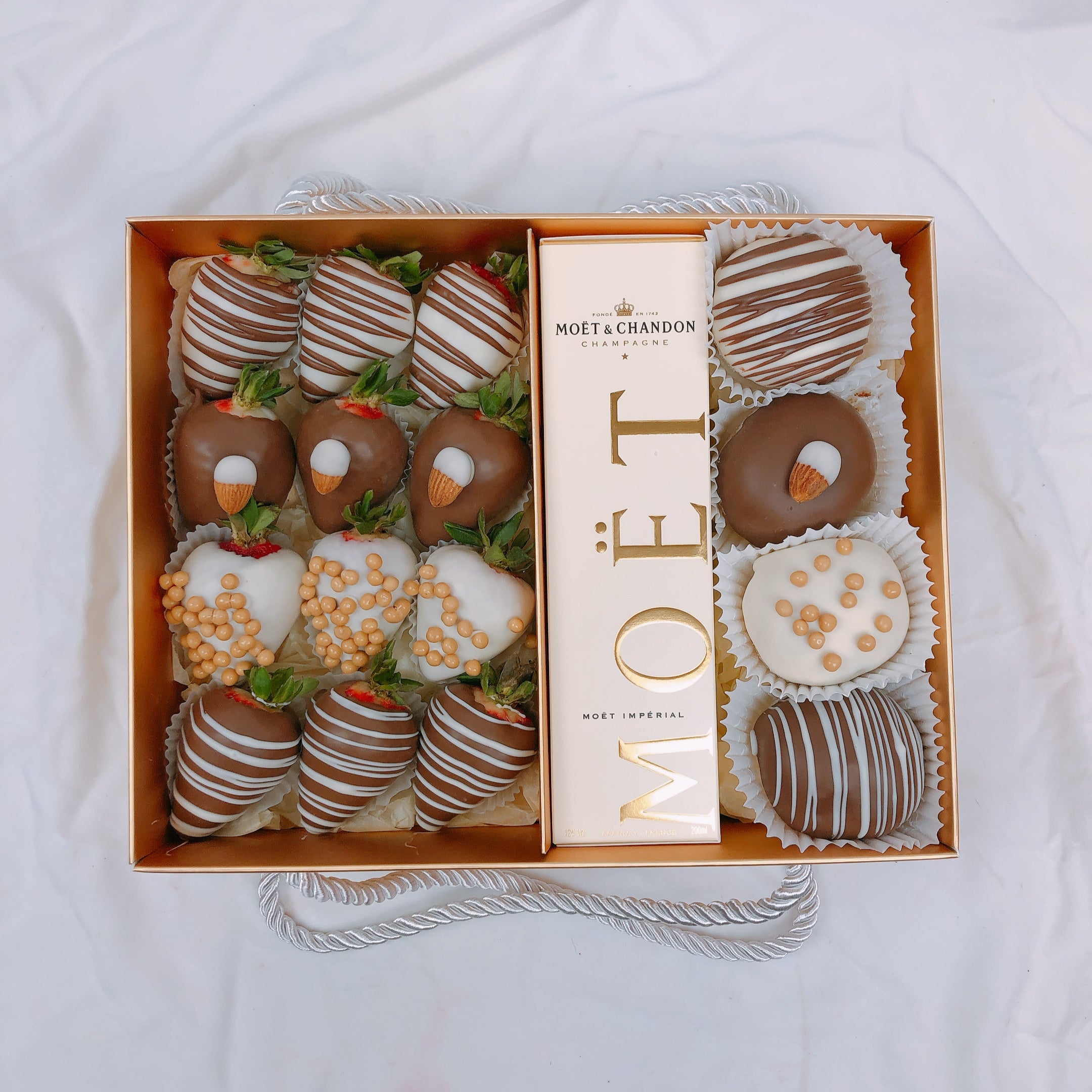 Moet Champaign gift hamper was hand selected Chocolate covered Strawberry & Donut Gift Hamper