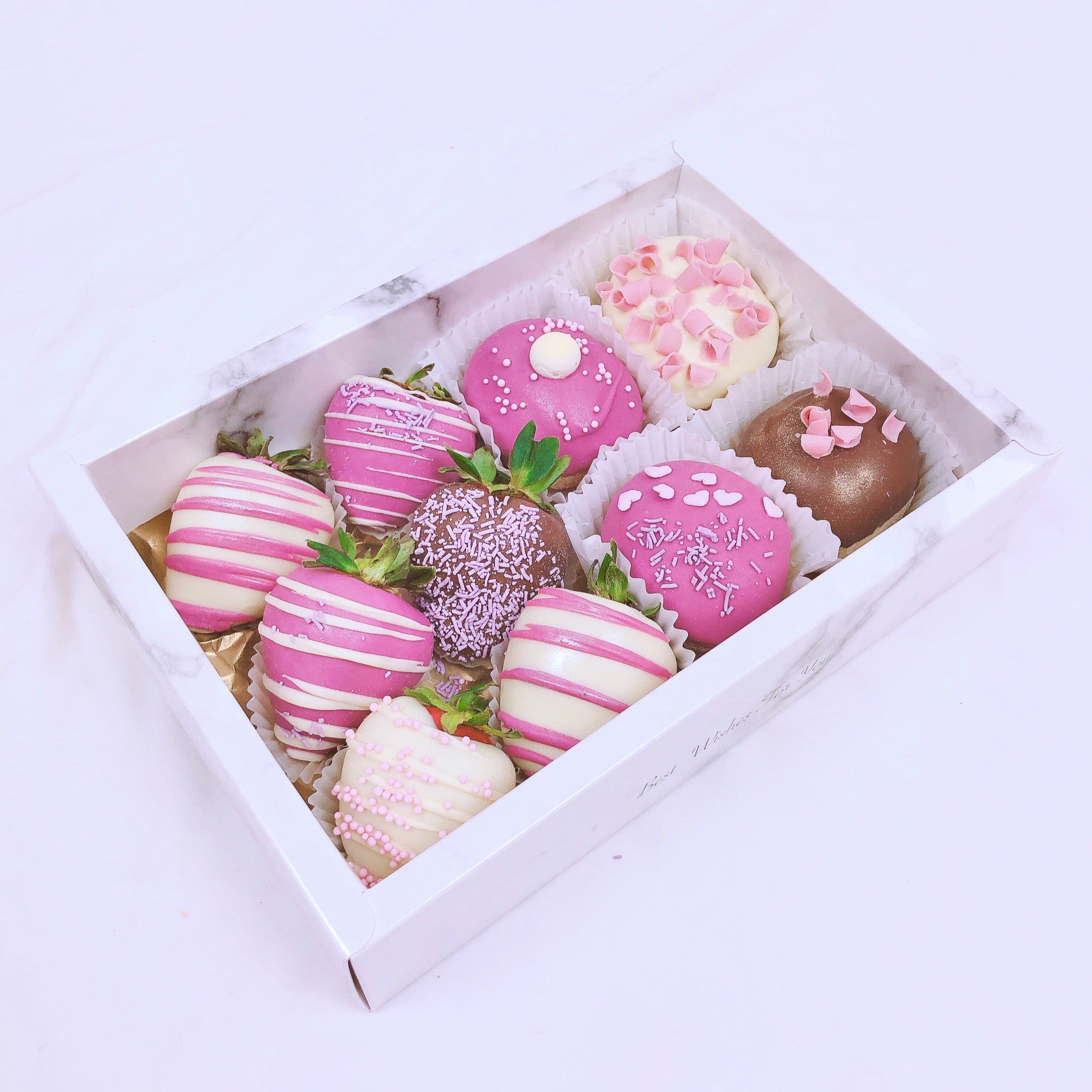 dessert box of chocolate covered strawberries and gourmet doughnuts in a gift box same day delivery Adelaide