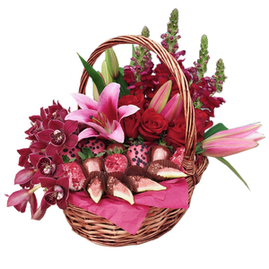 Luxury flowers and chocolate basket available for the same day delivery
