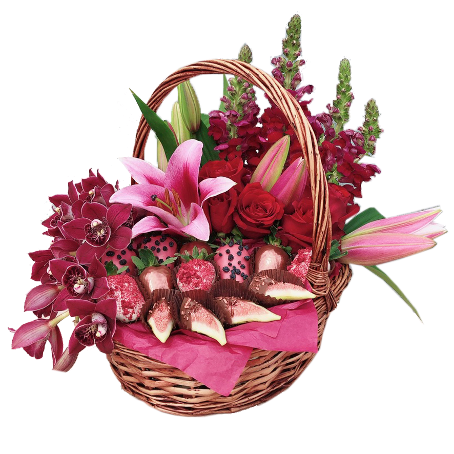 Luxury flowers and chocolate basket available for the same day delivery