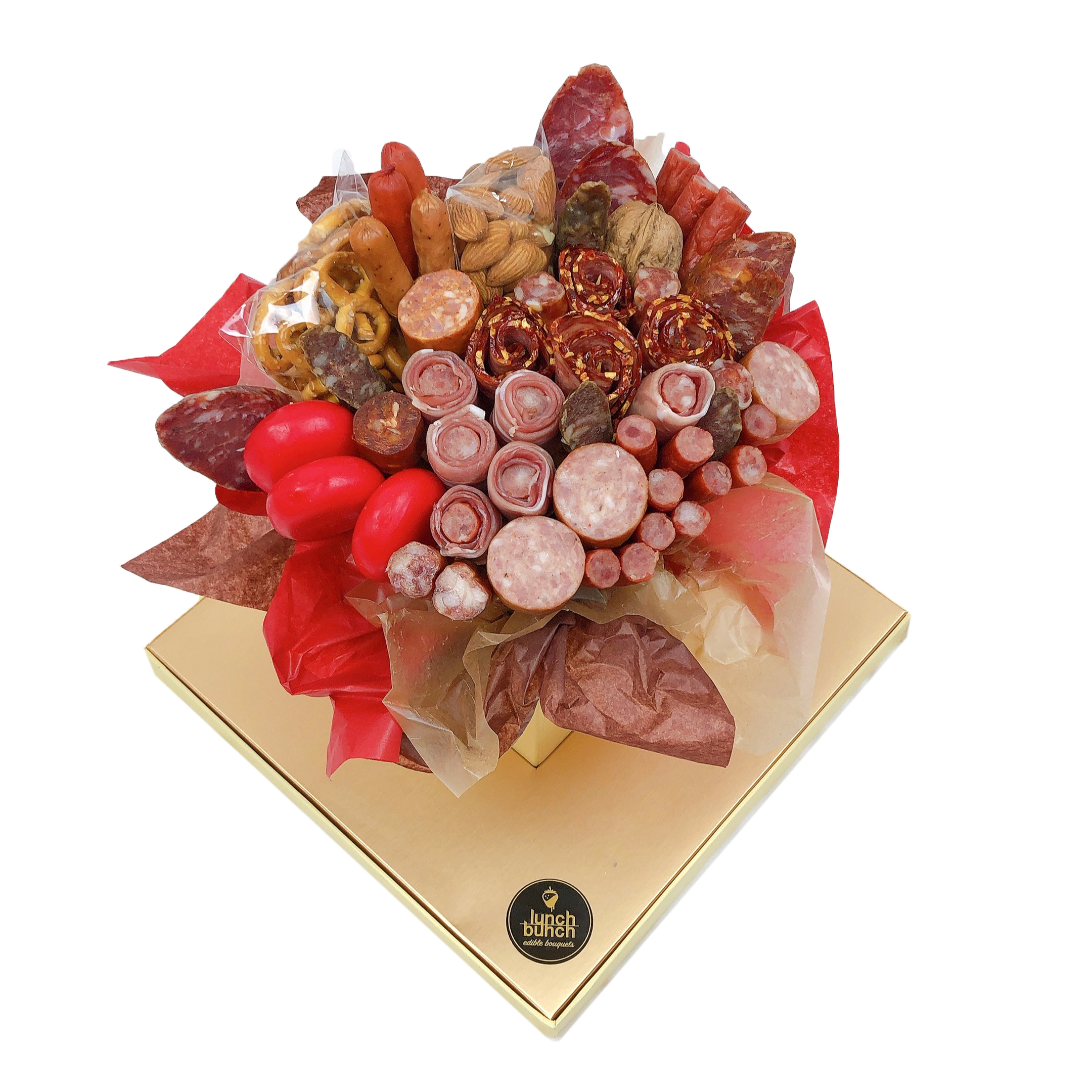 Prosciutto Roses Meat & Cheese Bouquet, Bacon bouquet with ham and cheese gift hamper