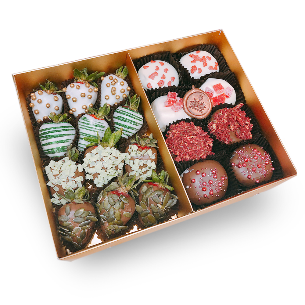 chocolate strawberries & donuts gift box, doughnut and chocolate strawberries hamper