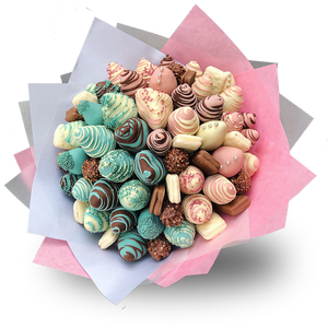 Blue & Pink Chocolate Strawberry Bouquet
