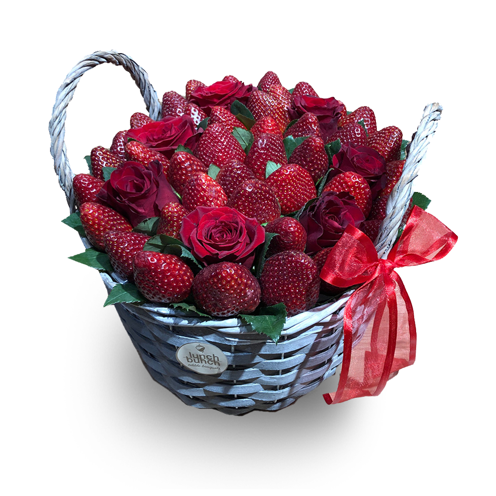 Fresh Strawberry & Roses Gift Basket order online Adelaide delivery Fruitbasket online delivery