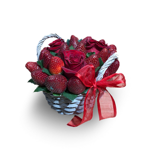 Fresh strawberry and Roses give the basket online delivery Adelaide same day delivery luxury gift