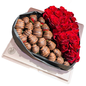 Love Heart Chocolate Roses, Adelaide roses delivery, Sweet Blooms Edible Bouquet, Dessert hamper box, romantic gift for her, gift for him heart shaped roses and chocolate gift online Delivery 